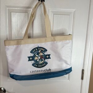 Disney Castaway Club "It's Time to Cruise" Tote Bag - White, Beige, Teal